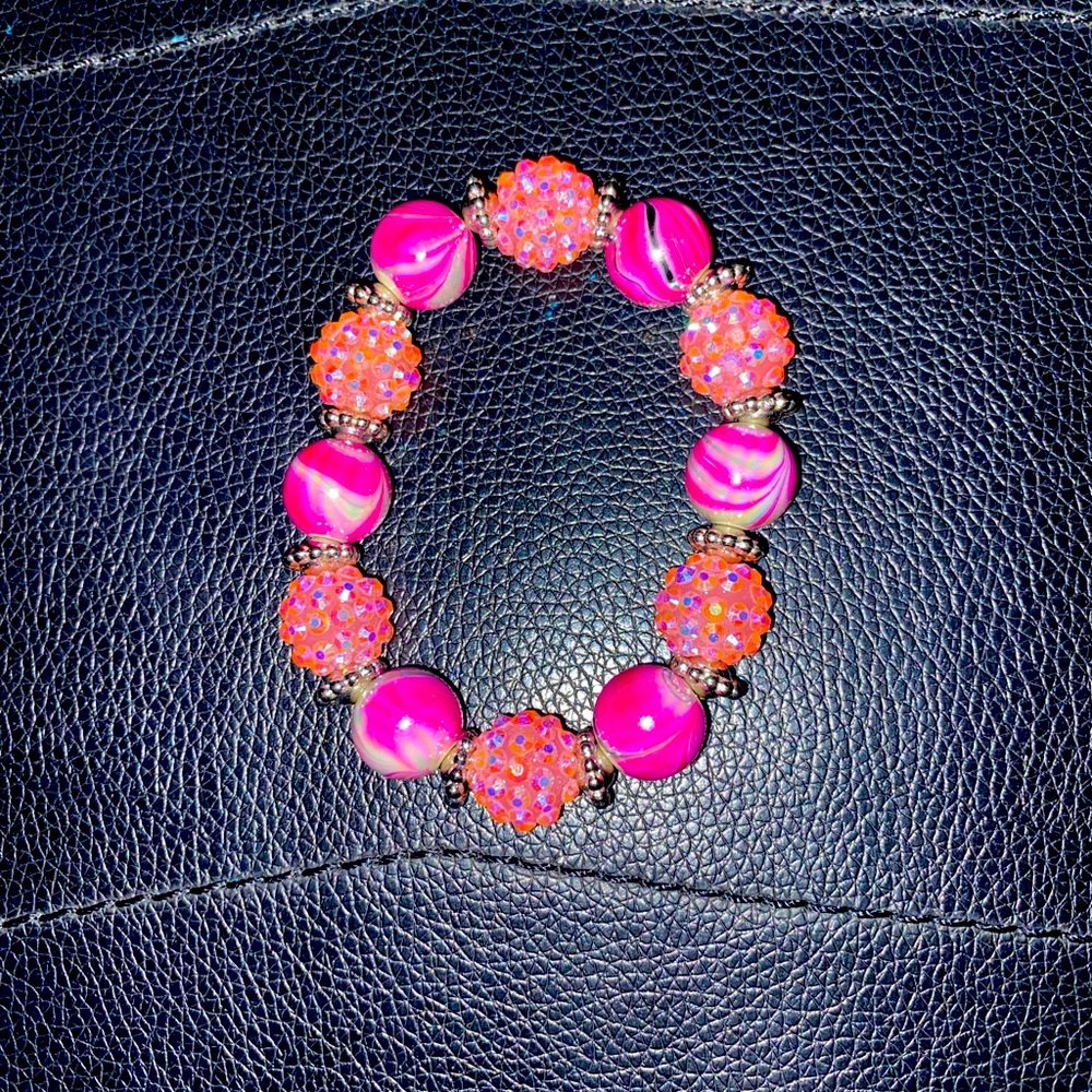PARTY PINK SPIKED BEADED BRACELET